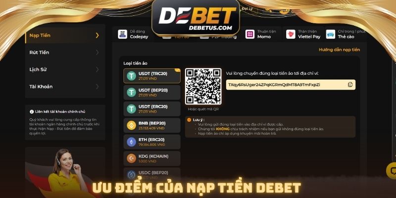 Ưu điểm của nạp tiền DEBET